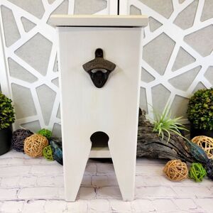 Vintage Farmhouse Rustic Wooden Box Wine Holder Stand Dispenser w/ Bottle Opener